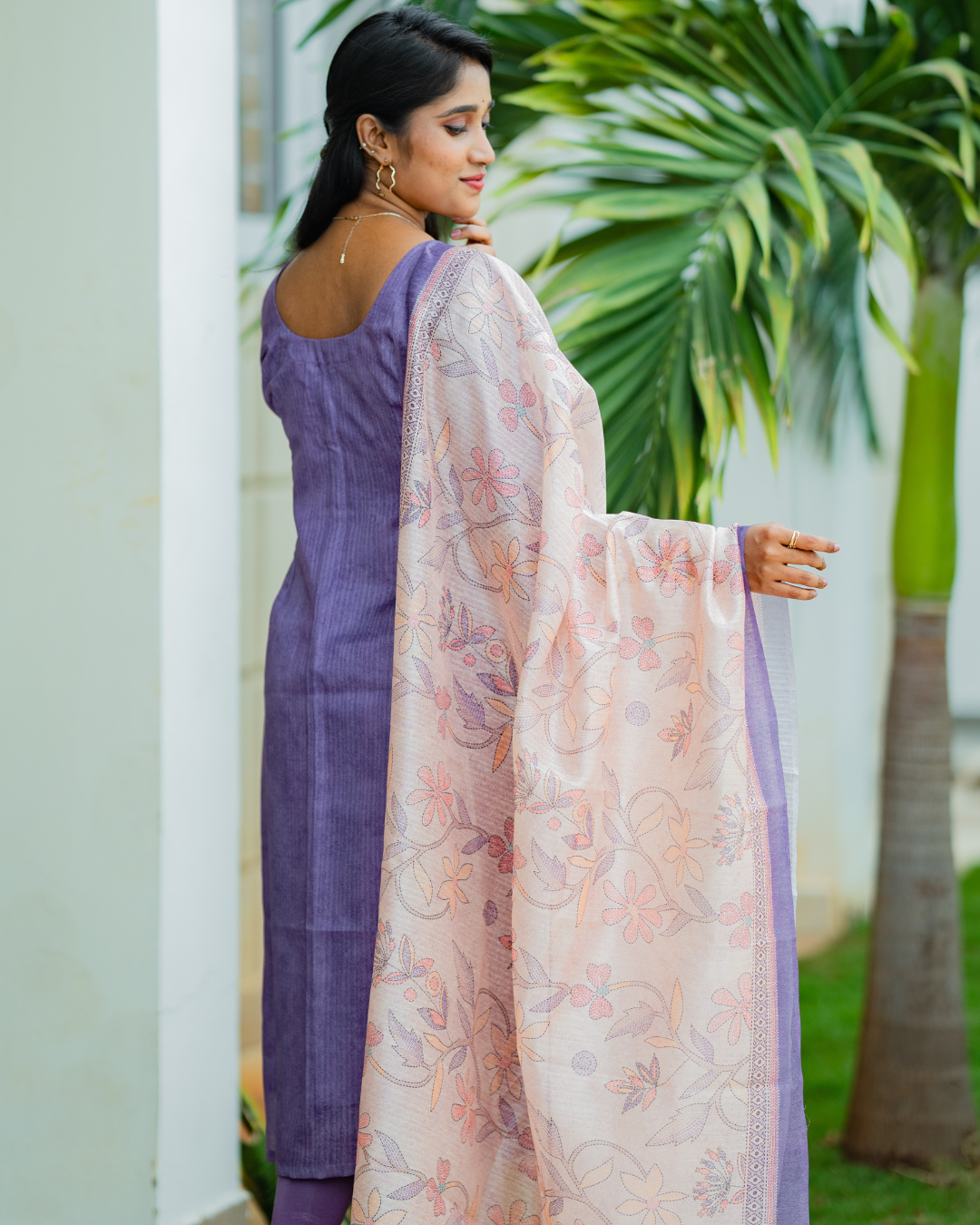 Lavender Grace - Semi GhichaTussar Salwar set with Dupatta