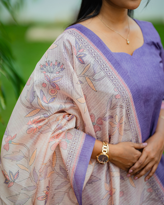 Lavender Grace - Semi GhichaTussar Salwar set with Dupatta