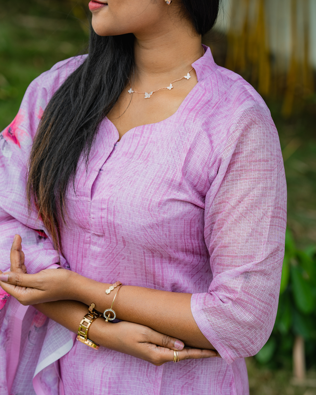 Blush Petal - Kota Cotton Lilac Salwar Set With Dupatta