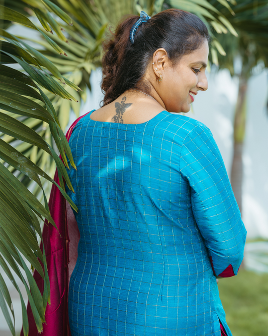 Royal Bloom Duo – Pure Silk Cotton Top, Bottom & Dupatta Set