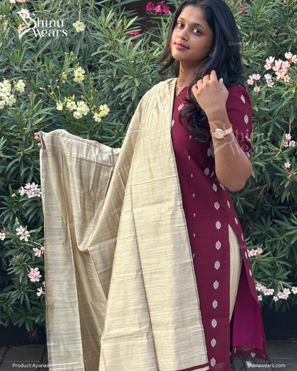 Ayanaa – Raw Silk Top, Bottom & Dupatta Set