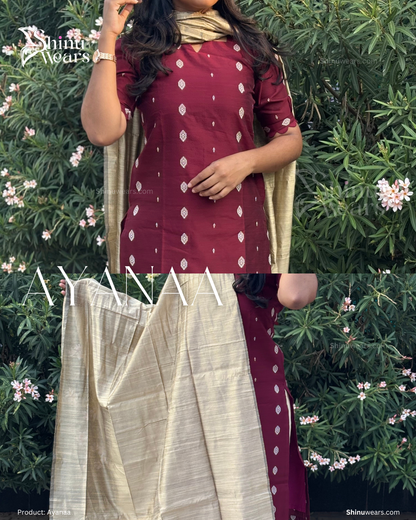 Ayanaa – Raw Silk Top, Bottom & Dupatta Set