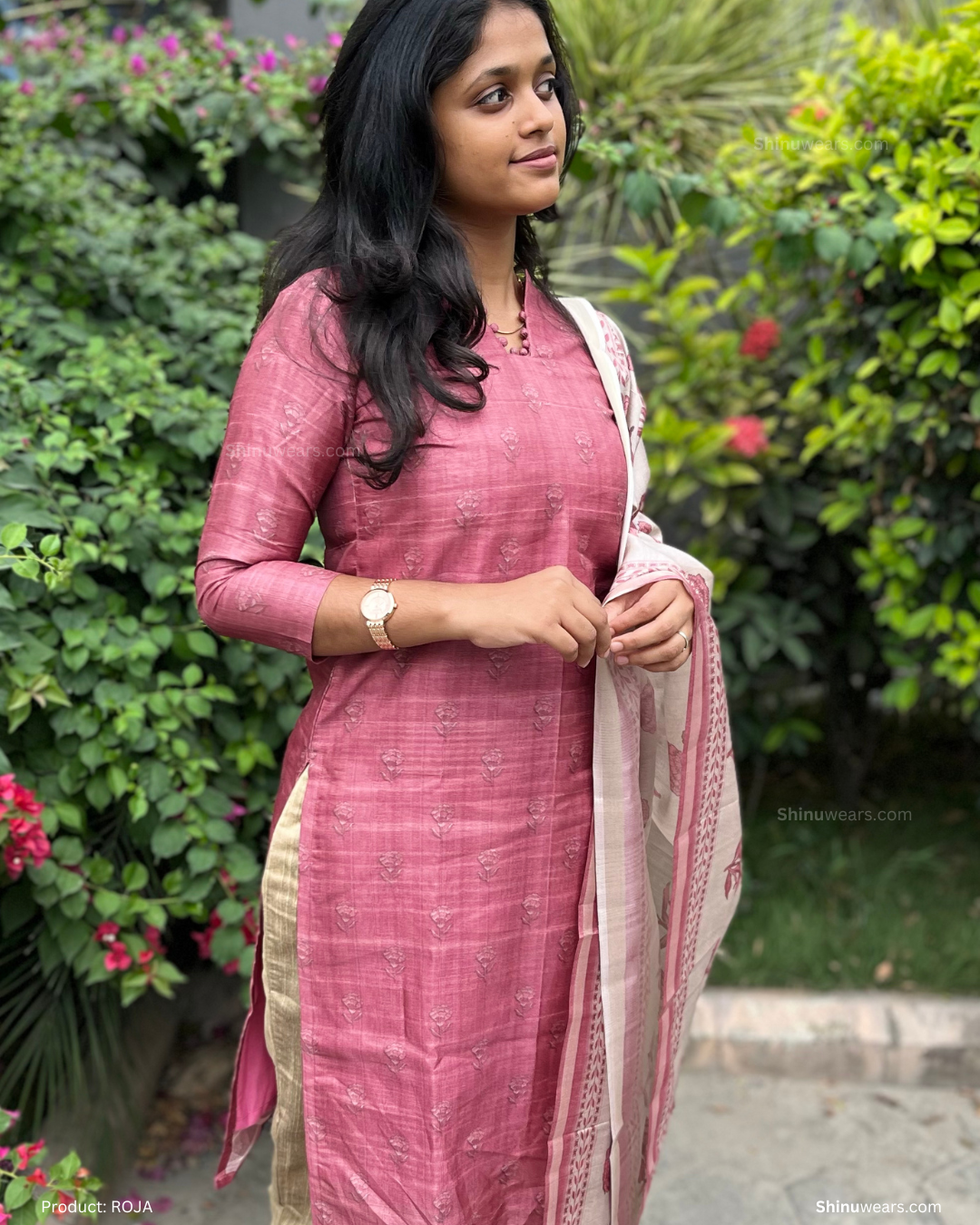 Roja – Semi Tussar top and printed dupatta styled for ethnic elegance. Page maintained by Creations by Nash.